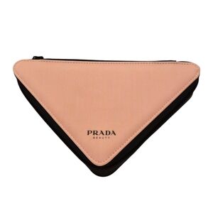 Prada Blush Pink and Black Triangle Pouch New Without Tags